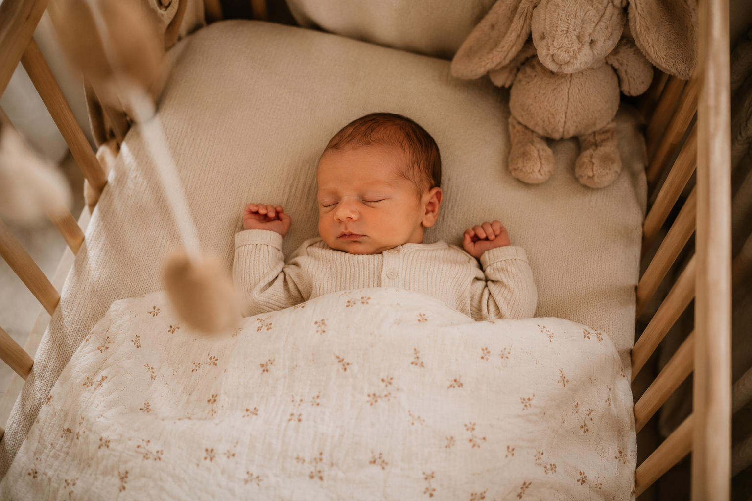 Baby in wiegje